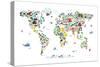 Animal Map of the World-Michael Tompsett-Stretched Canvas