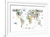 Animal Map of the World-Michael Tompsett-Framed Art Print