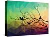 Animal of Wildlife ( Bird on Tree Branch and Low Poly Vector Background)-ananaline-Stretched Canvas