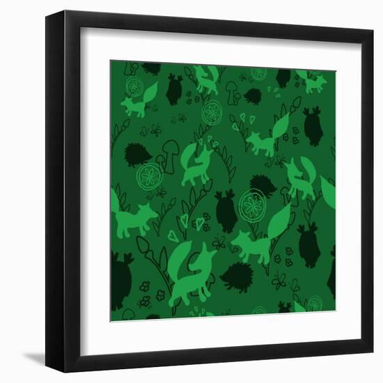 Animal Pattern with Wild Animals-Svetlana Tingaeva-Framed Art Print