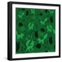 Animal Pattern with Wild Animals-Svetlana Tingaeva-Framed Art Print