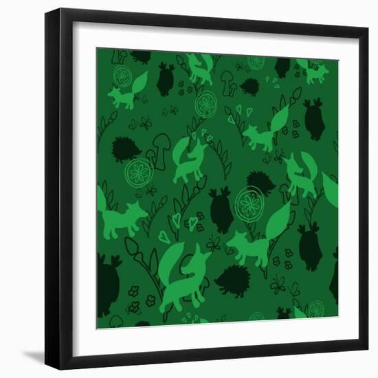 Animal Pattern with Wild Animals-Svetlana Tingaeva-Framed Art Print