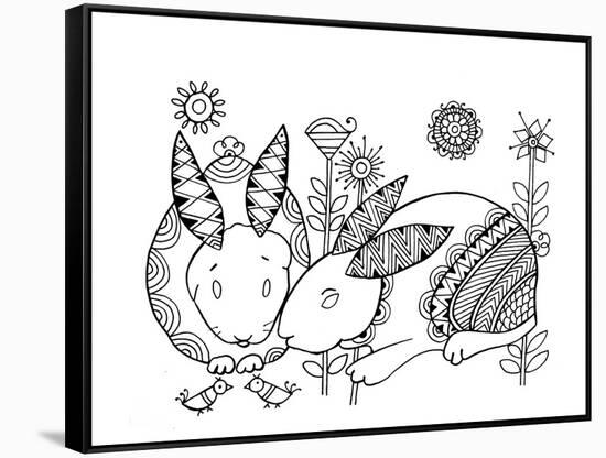 Animal Rabbits-Neeti Goswami-Framed Stretched Canvas