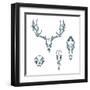 Animal Scull Set Deer Horse Cat Crow-Ptich-ya-Framed Art Print