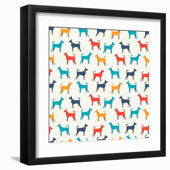 Animal Seamless Vector Pattern of Dog Silhouettes. Endless Texture Can Be Used for Printing onto Fa-Kannaa-Framed Art Print