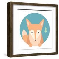 Animal Set. Portrait in Flat Graphics - Fox-sonyakamoz-Framed Art Print