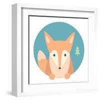 Animal Set. Portrait in Flat Graphics - Fox-sonyakamoz-Framed Art Print