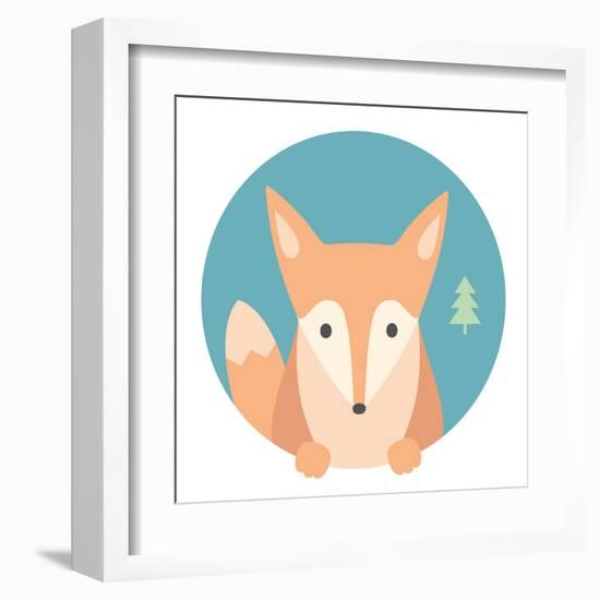 Animal Set. Portrait in Flat Graphics - Fox-sonyakamoz-Framed Art Print