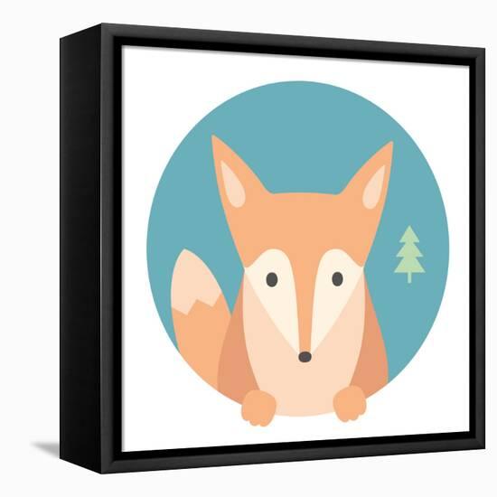 Animal Set. Portrait in Flat Graphics - Fox-sonyakamoz-Framed Stretched Canvas
