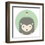 Animal Set. Portrait in Flat Graphics - Hedgehog-sonyakamoz-Framed Art Print