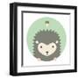 Animal Set. Portrait in Flat Graphics - Hedgehog-sonyakamoz-Framed Art Print