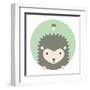 Animal Set. Portrait in Flat Graphics - Hedgehog-sonyakamoz-Framed Art Print