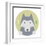 Animal Set. Portrait in Flat Graphics. Wolf-sonyakamoz-Framed Art Print