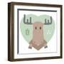 Animal Set. Portrait of a Moose in Love in Flat Graphics-sonyakamoz-Framed Art Print