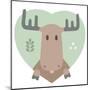 Animal Set. Portrait of a Moose in Love in Flat Graphics-sonyakamoz-Mounted Art Print