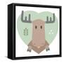 Animal Set. Portrait of a Moose in Love in Flat Graphics-sonyakamoz-Framed Stretched Canvas