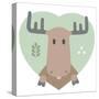 Animal Set. Portrait of a Moose in Love in Flat Graphics-sonyakamoz-Stretched Canvas