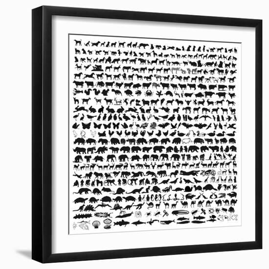 Animal Silhouettes-ktinte-Framed Art Print