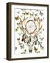 Animal Skull with Dreamcather and Butterfly-tanycya-Framed Art Print