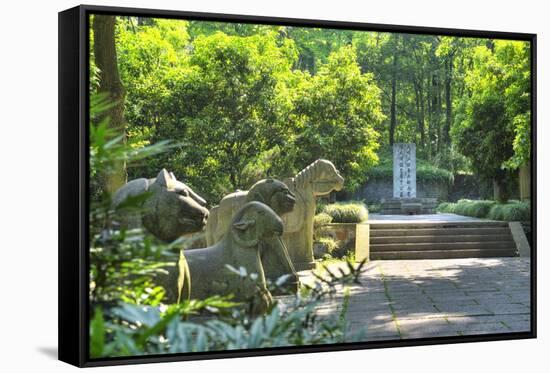 Animal Statues at Yu Qian's Tomb, Hangzhou, Zhejiang, China, Asia-Andreas Brandl-Framed Stretched Canvas