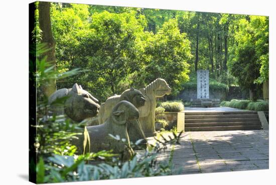 Animal Statues at Yu Qian's Tomb, Hangzhou, Zhejiang, China, Asia-Andreas Brandl-Stretched Canvas