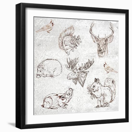 Animalpattern Gray-Rough Words-Sher Sester-Framed Giclee Print