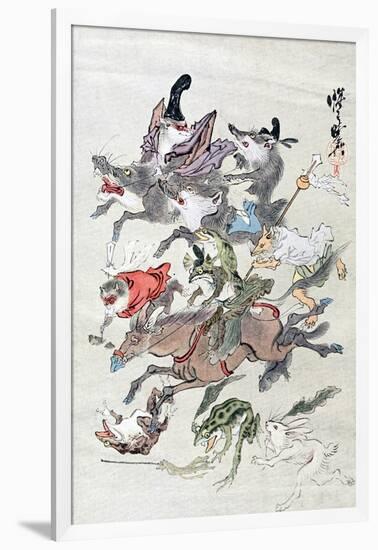 Animals and Ambhipibians in a Hunting Scene, 20th Century-null-Framed Premium Giclee Print