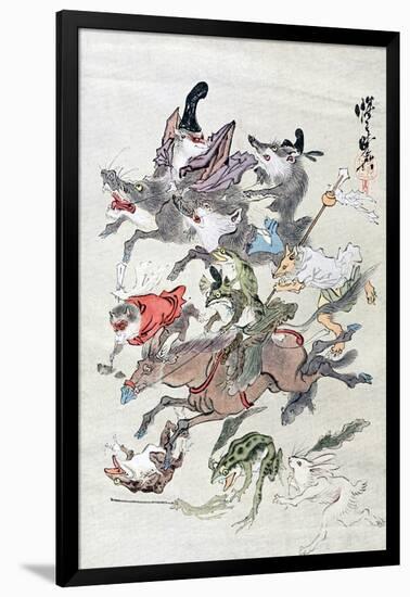 Animals and Ambhipibians in a Hunting Scene, 20th Century-null-Framed Premium Giclee Print