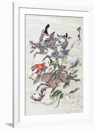 Animals and Ambhipibians in a Hunting Scene, 20th Century-null-Framed Giclee Print