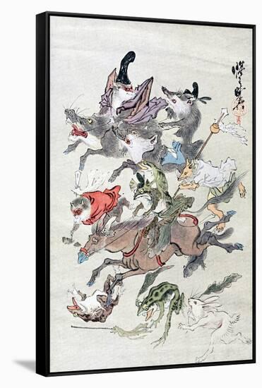 Animals and Ambhipibians in a Hunting Scene, 20th Century-null-Framed Stretched Canvas