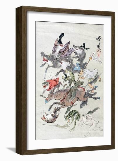 Animals and Ambhipibians in a Hunting Scene, 20th Century-null-Framed Giclee Print