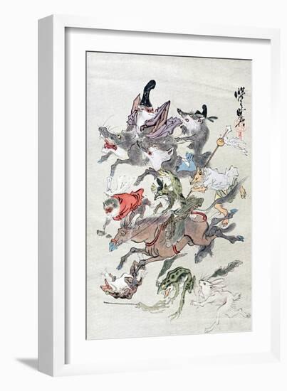 Animals and Ambhipibians in a Hunting Scene, 20th Century-null-Framed Giclee Print