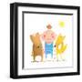 Animals and Child Friends Fox Bear Bird Kid Childish Funny in Nature Cartoon. Kids Smiling Cute Fri-Popmarleo-Framed Art Print