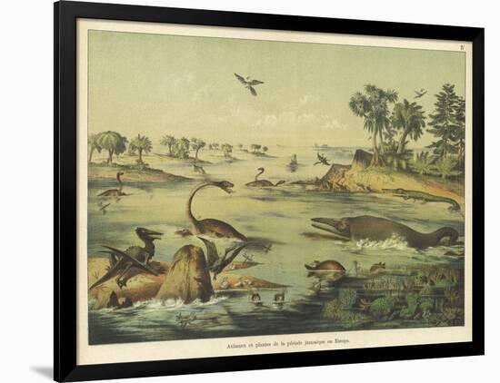 Animals and Plants of the Jurassic Era in Europe-Ferdinand Von Hochstetter-Framed Art Print