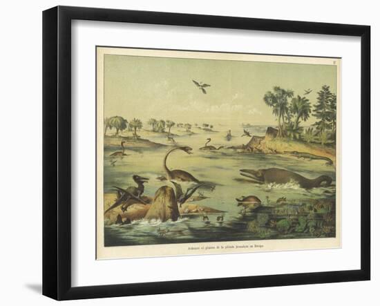 Animals and Plants of the Jurassic Era in Europe-Ferdinand Von Hochstetter-Framed Art Print