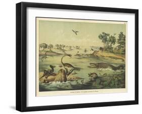 Animals and Plants of the Jurassic Era in Europe-Ferdinand Von Hochstetter-Framed Art Print