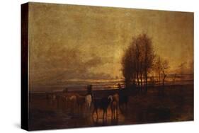 Animals Being Driven to Water-Carlo Saraceni-Stretched Canvas
