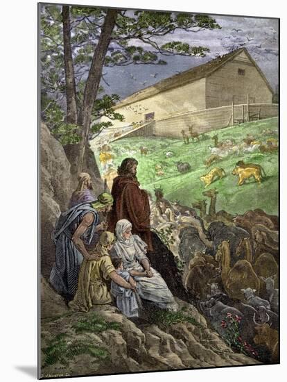 Animals Entering Noah's Ark before the Biblical Flood-null-Mounted Giclee Print