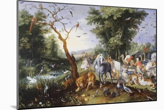 Animals Entering Noah's Ark-Jan Brueghel the Elder-Mounted Giclee Print