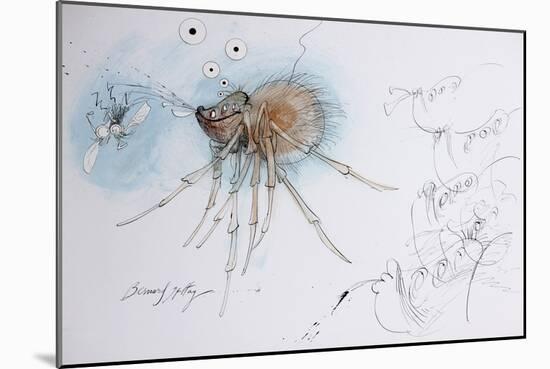 Animals (insects), Bernard the Lazy Spider, 1986 (ink on paper)-Ralph Steadman-Mounted Giclee Print