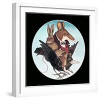 Animals on Back of Flying Bird-Wayne Anderson-Framed Premium Giclee Print