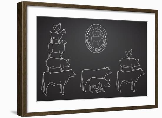 Animals Pyramide, Natural, Farm, Fresh-ONiONAstudio-Framed Art Print