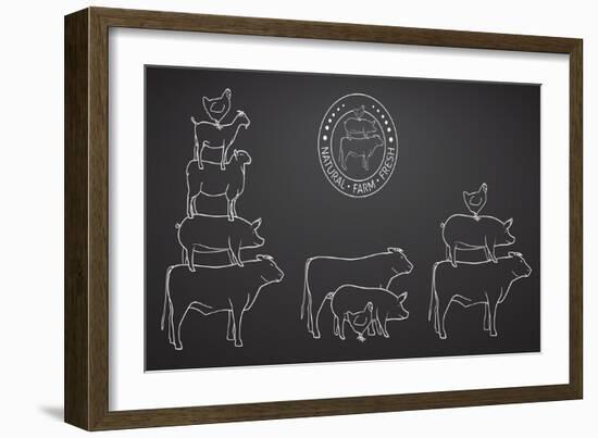 Animals Pyramide, Natural, Farm, Fresh-ONiONAstudio-Framed Art Print