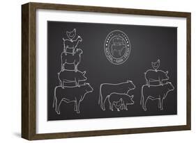 Animals Pyramide, Natural, Farm, Fresh-ONiONAstudio-Framed Art Print