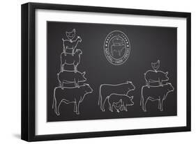 Animals Pyramide, Natural, Farm, Fresh-ONiONAstudio-Framed Art Print