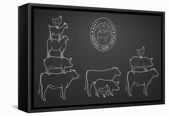 Animals Pyramide, Natural, Farm, Fresh-ONiONAstudio-Framed Stretched Canvas