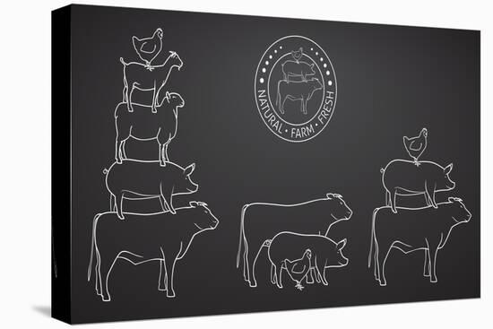 Animals Pyramide, Natural, Farm, Fresh-ONiONAstudio-Stretched Canvas