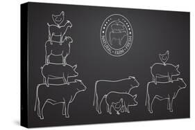 Animals Pyramide, Natural, Farm, Fresh-ONiONAstudio-Stretched Canvas