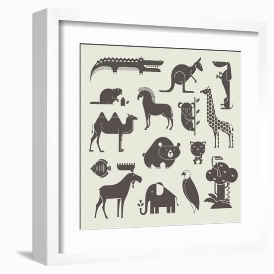 Animals Set-vector pro-Framed Art Print