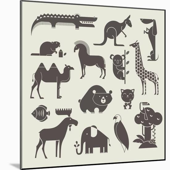 Animals Set-vector pro-Mounted Art Print